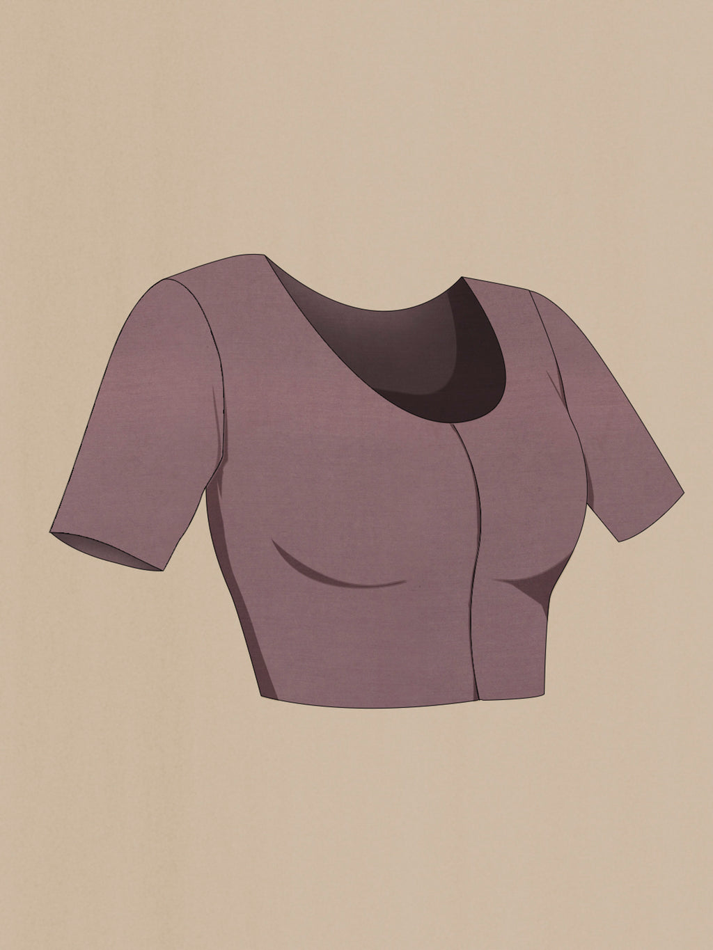 Close up image of the blouse of Mauve Tussar Saree with Embroidery on the body and Embroidery Border. 