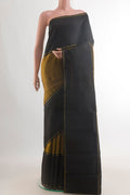 Pure Silk Mehandi Green Kanjivaram Saree with Stripes on the body and Plain Border.  displayed on a mannequin