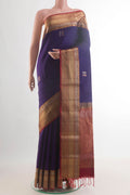 Pure Silk Blue Soft Saree with Zari Butta on the body and Zari Border.  displayed on a mannequin