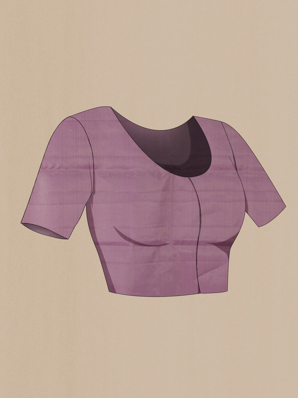 Close up image of the blouse of Pure Silk Lavender Kanchipuram Saree with Zari Brocade on the body and Zari Border. 