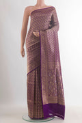 Pure Silk Purple Banarasi Saree with Zari Brocade on the body and Zari Border.  displayed on a mannequin