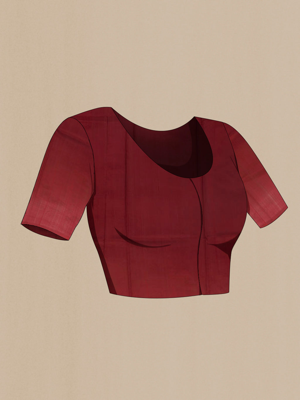 Close up image of the blouse of Pure Silk Maroon Banarasi Katan Saree with Zari Butta on the body and Zari Border. 