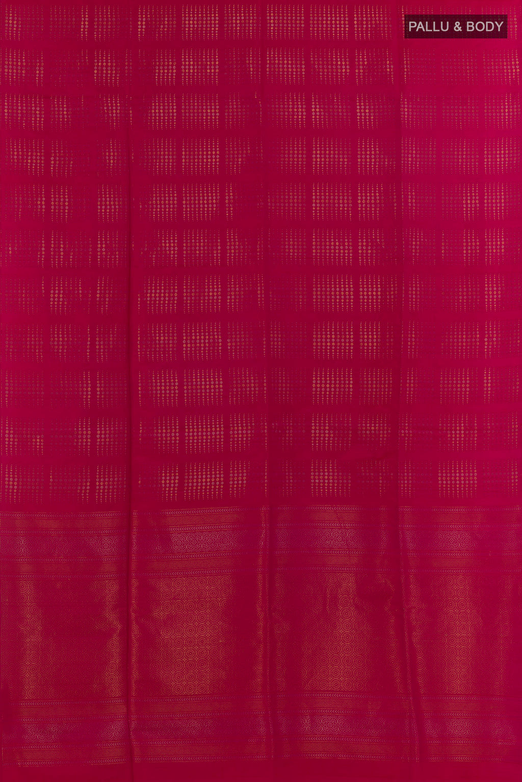 Flat view of Pure Silk Pink Soft Saree with Zari Brocade on the body and Without Border. 