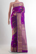 Pure Silk Purple Kanchipuram Saree with Fancy on the body and Zari Border.  displayed on a mannequin