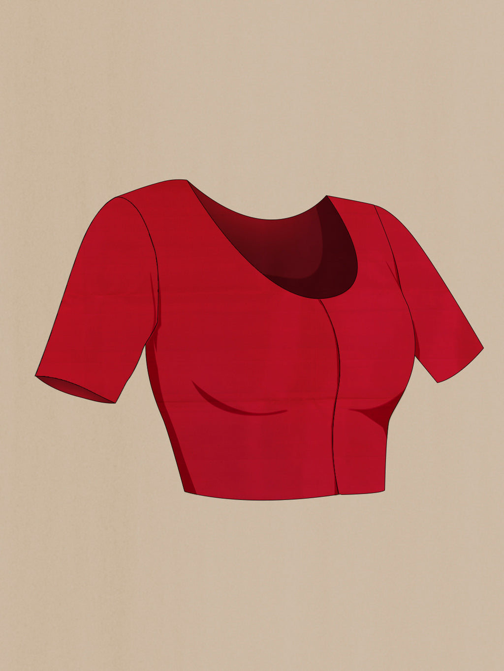 Close up image of the blouse of Pure Silk Red Kanjivaram Saree with Zari Brocade on the body and Zari Border. 