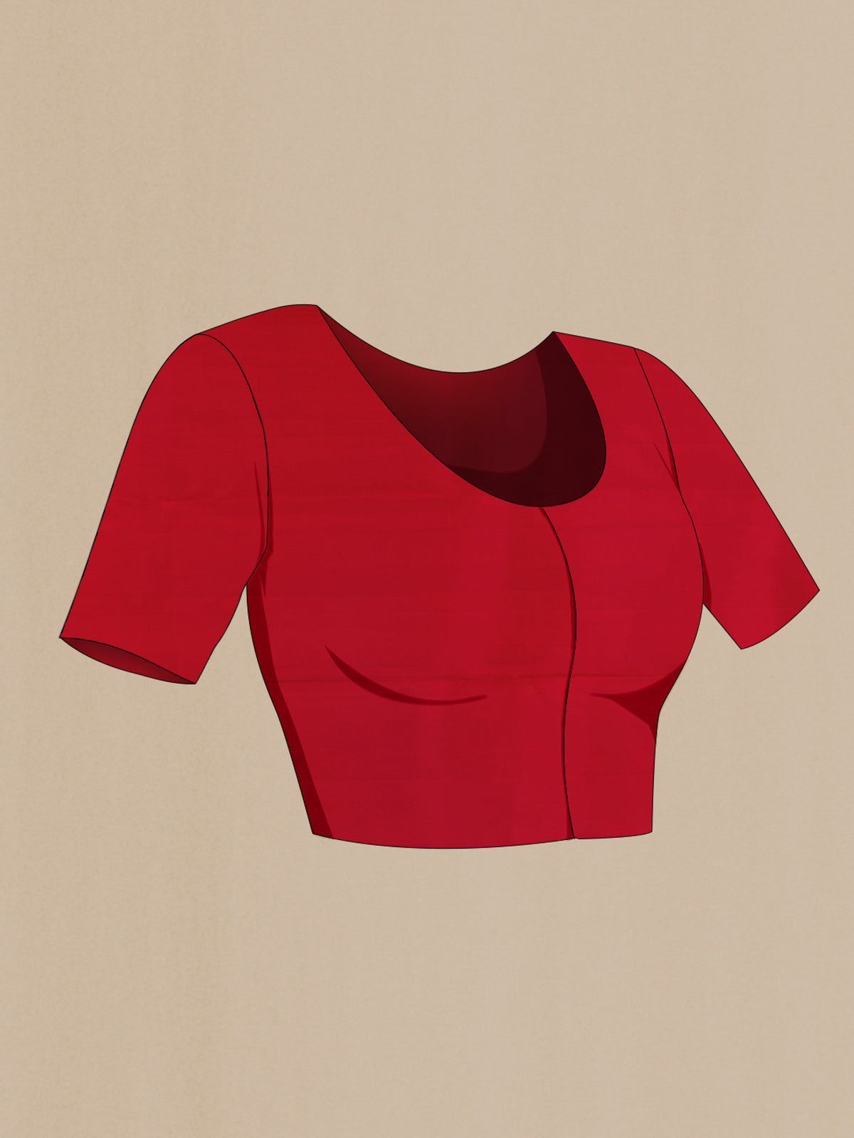 Close up image of the blouse of Pure Silk Red Kanjivaram Saree with Zari Brocade on the body and Zari Border. 