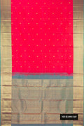Pink Dual Tone Kanchipuram Silk Saree with Zari Butta on the body and Zari Border.  displayed on a mannequin