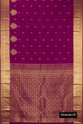Purple Dual Tone Kanchipuram Silk Saree with Zari Butta on the body and Fancy Border.  displayed on a mannequin