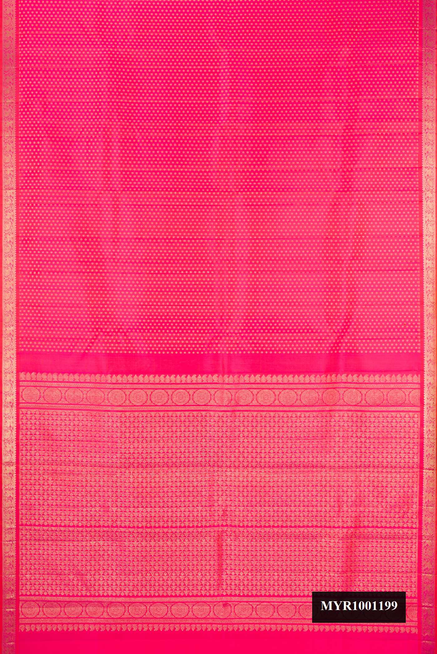 Pink Dual Tone Kanchipuram Silk Saree with Zari Butta on the body and Zari Border.  displayed on a mannequin