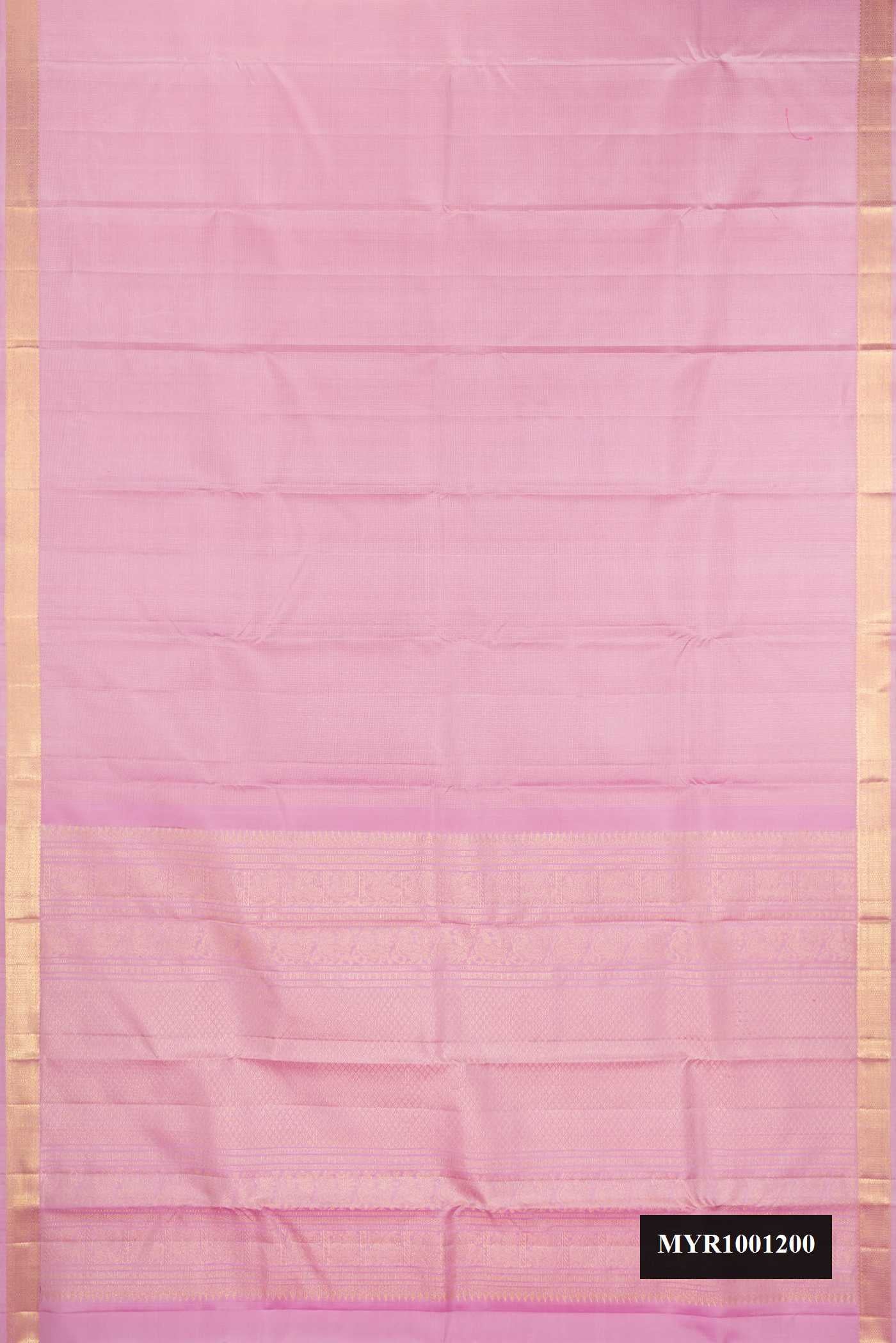 Rose pink Dual Tone Kanchipuram Silk Saree with Checked design on the body and Zari Border.  displayed on a mannequin