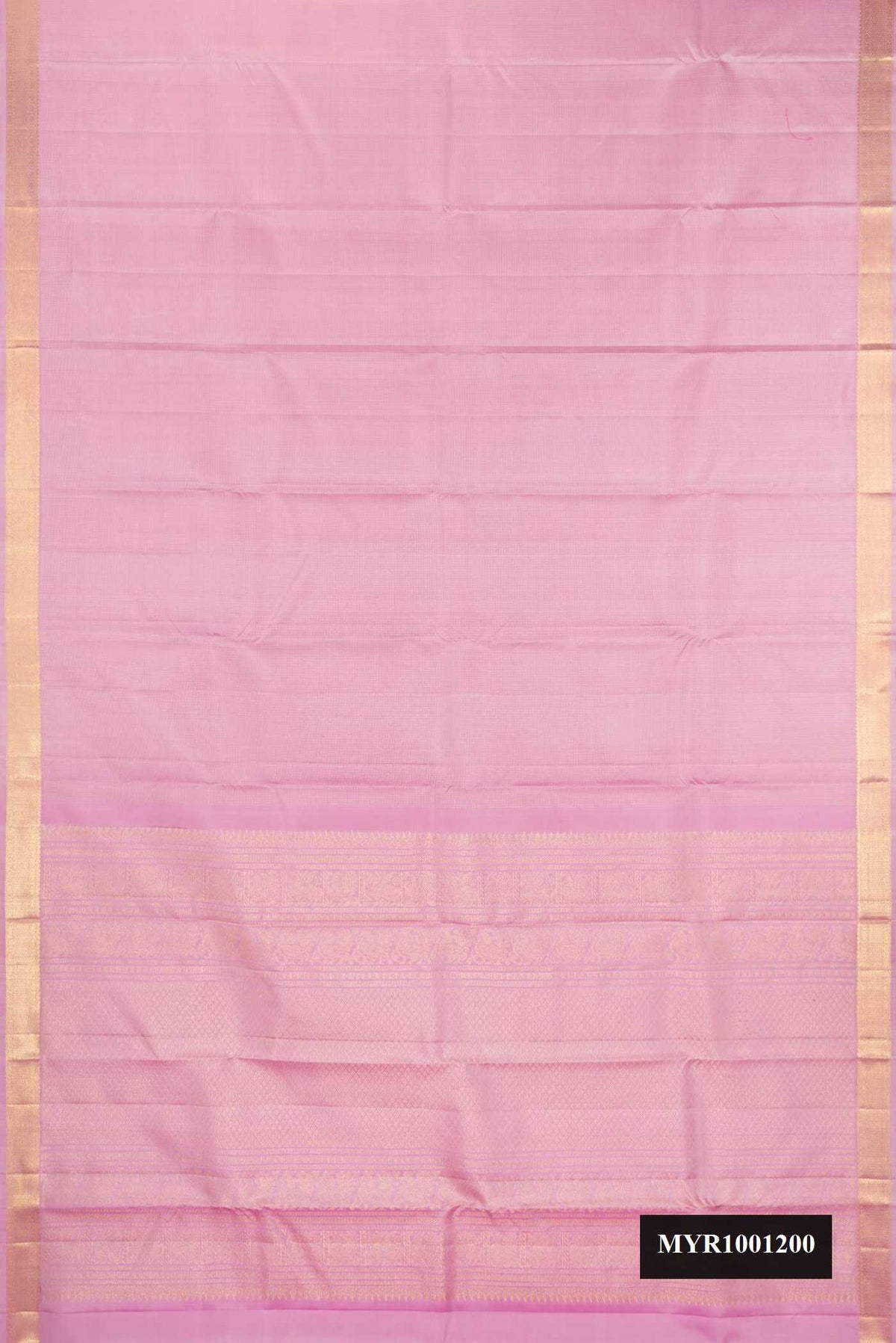 Rose pink Dual Tone Kanchipuram Silk Saree with Checked design on the body and Zari Border.  displayed on a mannequin