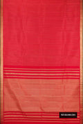 Red Dual Tone Kanchipuram Silk Saree with Zari Brocade on the body and Zari Border.  displayed on a mannequin