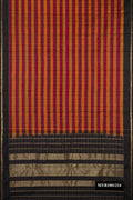 Multi Dual Tone Kanchipuram Silk Saree with Checked design on the body and Zari Border.  displayed on a mannequin