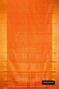 Orange Dual Tone Kanchipuram Silk Saree with Zari Brocade on the body and Zari Border.  displayed on a mannequin