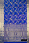 Royal Blue Dual Tone Kanchipuram Silk Saree with Zari Brocade on the body and Zari Border.  displayed on a mannequin