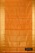 Mustard Dual Tone Kanchipuram Silk Saree with Zari Brocade on the body and Zari Border.  displayed on a mannequin