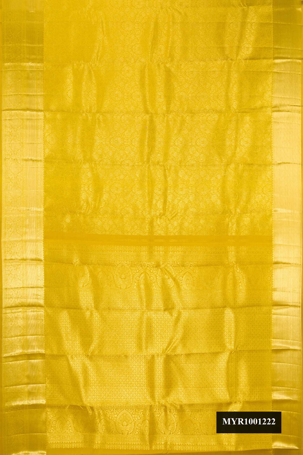 Mehandi Green Dual Tone Kanchipuram Silk Saree with Zari Brocade on the body and Zari Border.  displayed on a mannequin