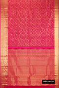 Dark Pink Dual Tone Kanchipuram Silk Saree with Zari Brocade on the body and Zari Border.  displayed on a mannequin