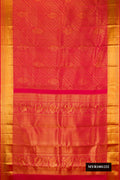 Dark Pink Dual Tone Kanchipuram Silk Saree with Zari Brocade on the body and Zari Border.  displayed on a mannequin