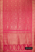 Dark Pink Dual Tone Kanchipuram Silk Saree with Zari Brocade on the body and Paithani Border.  displayed on a mannequin