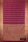 Magenta Dual Tone Kanchipuram Silk Saree with Zari Brocade on the body and Zari Border.  displayed on a mannequin