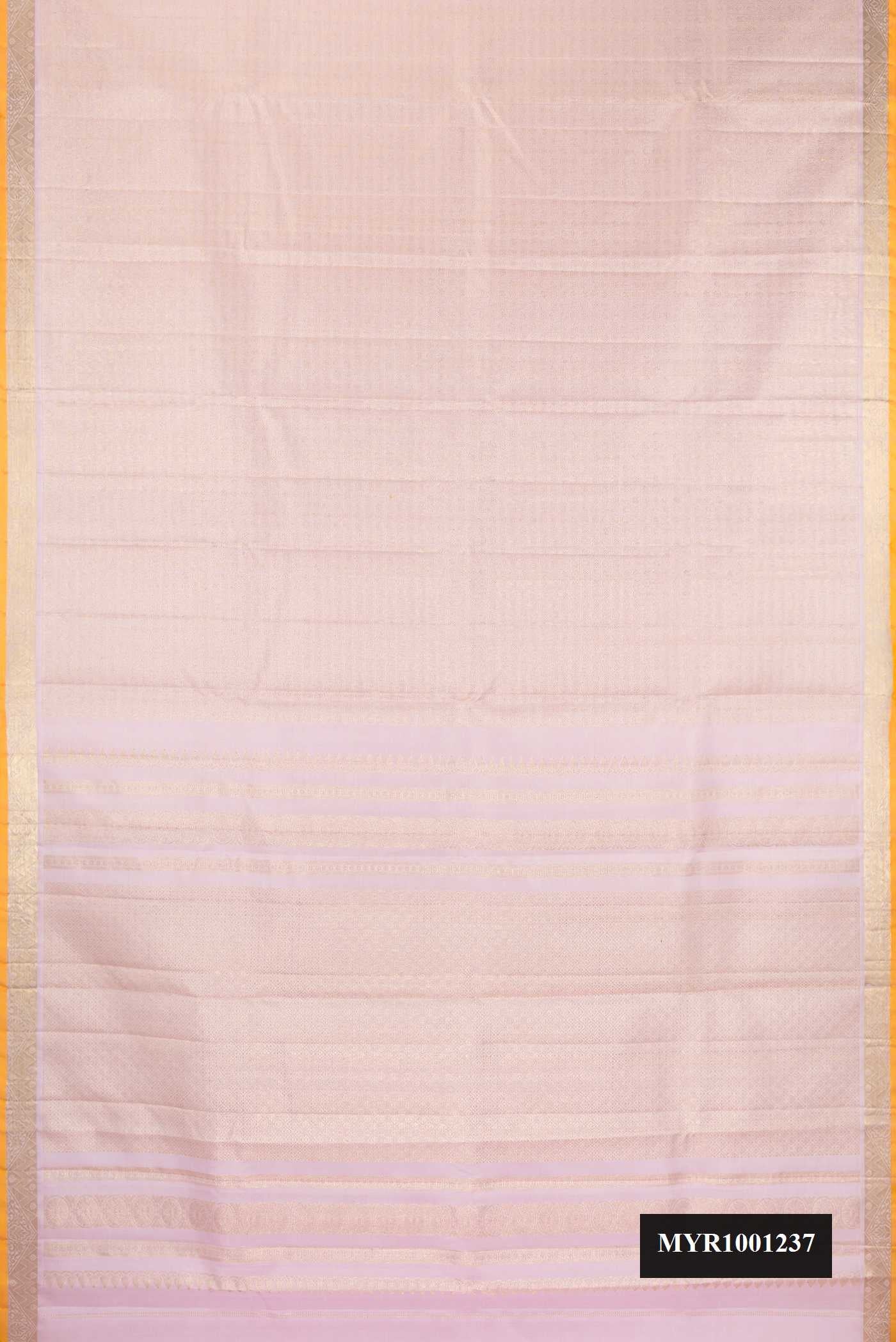 Rose pink Dual Tone Kanchipuram Silk Saree with Zari Brocade on the body and Zari Border.  displayed on a mannequin