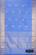 Lilac Dual Tone Kanchipuram Silk Saree with Zari Butta on the body and Zari Border.  displayed on a mannequin