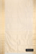 Off White Dual Tone Kanchipuram Silk Saree with Zari Brocade on the body and Zari Border.  displayed on a mannequin