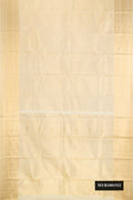 Sandal Dual Tone Kanchipuram Silk Saree with Zari Brocade on the body and Zari Border.  displayed on a mannequin