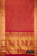 Maroon Dual Tone Kanchipuram Silk Saree with Zari Brocade on the body and Zari Border.  displayed on a mannequin