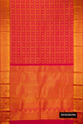 Maroon Dual Tone Kanchipuram Silk Saree with Zari Brocade on the body and Zari Border.  displayed on a mannequin