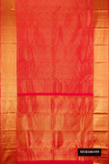 Red Dual Tone Kanchipuram Silk Saree with Zari Brocade on the body and Zari Border.  displayed on a mannequin
