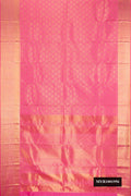 Rose pink Dual Tone Kanchipuram Silk Saree with Zari Brocade on the body and Zari Border.  displayed on a mannequin