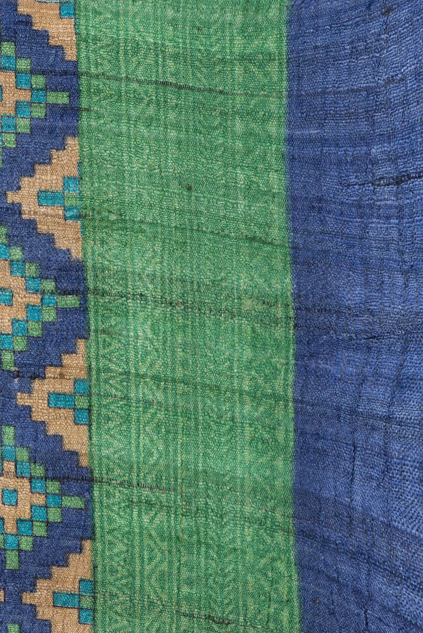 Border image of Navy Blue Dual Tone Tussar Silk Saree with Printed design on the body and Printed Border. 