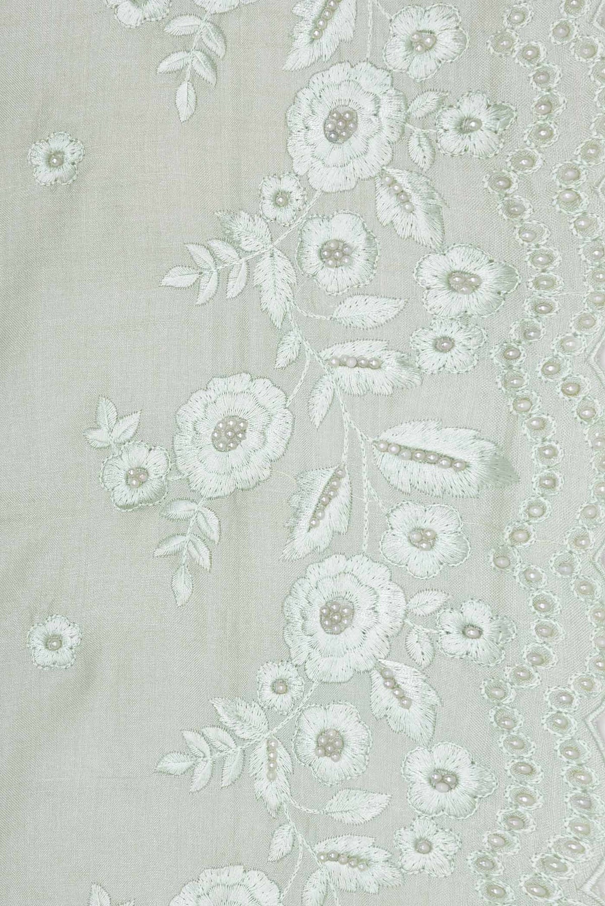 Border image of Pista Green Dual Tone Tussar Saree with Embroidery on the body and Embroidery Border