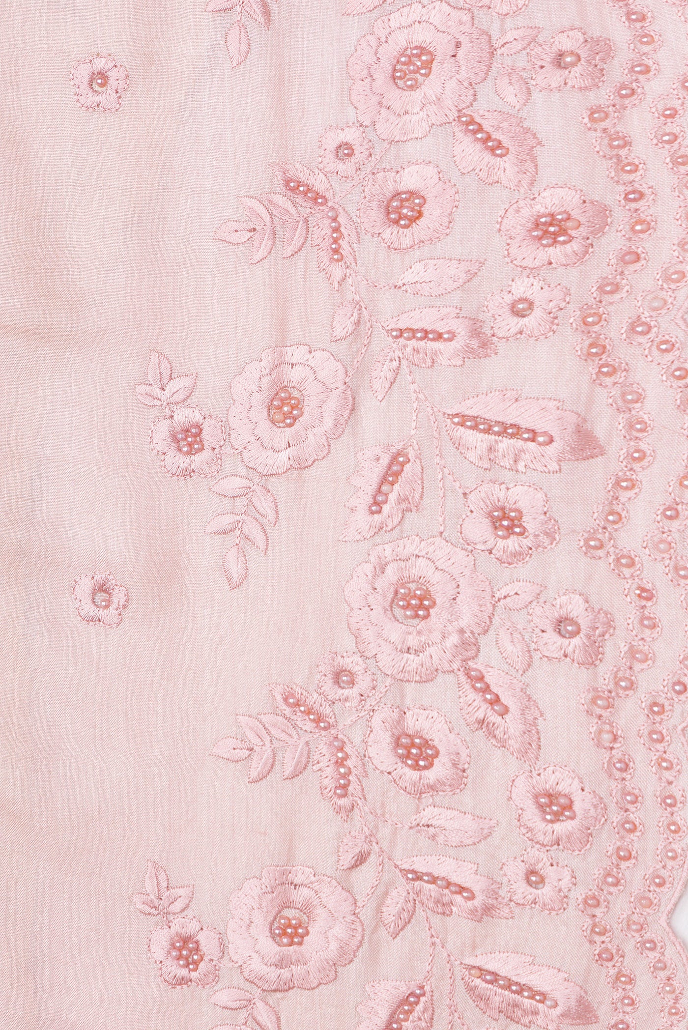 Border image of Rose Gold Dual Tone Tussar Silk Saree with Embroidery on the body and Embroidery Border. 