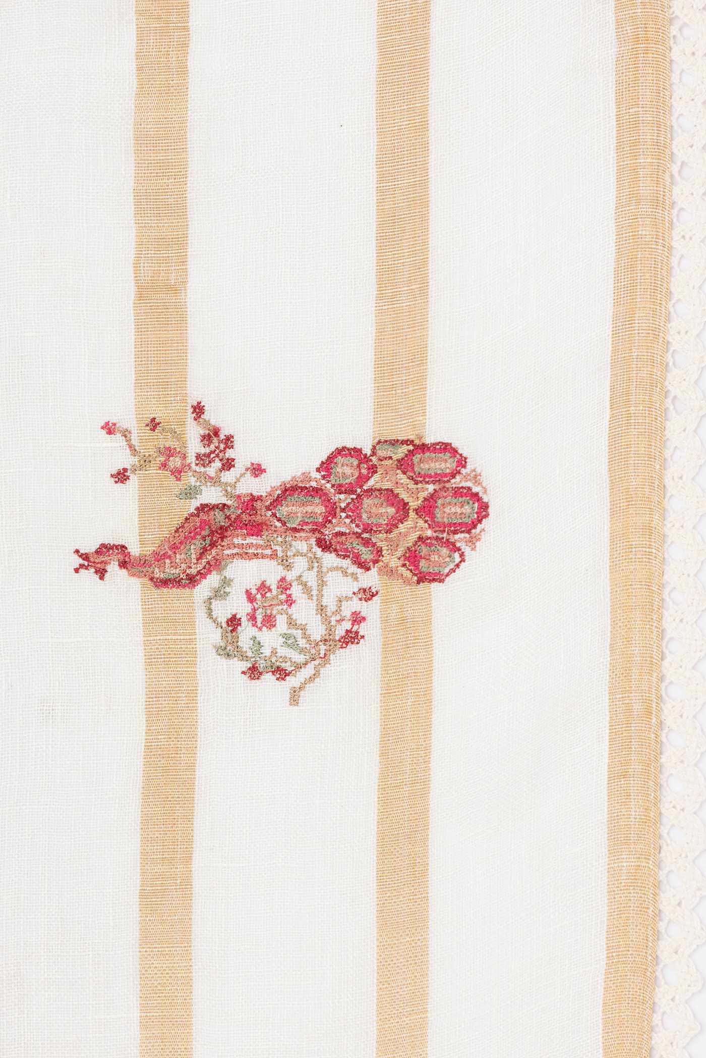 Border image of Beige Dual Tone Linen Saree with Embroidery on the body and Embroidery Border