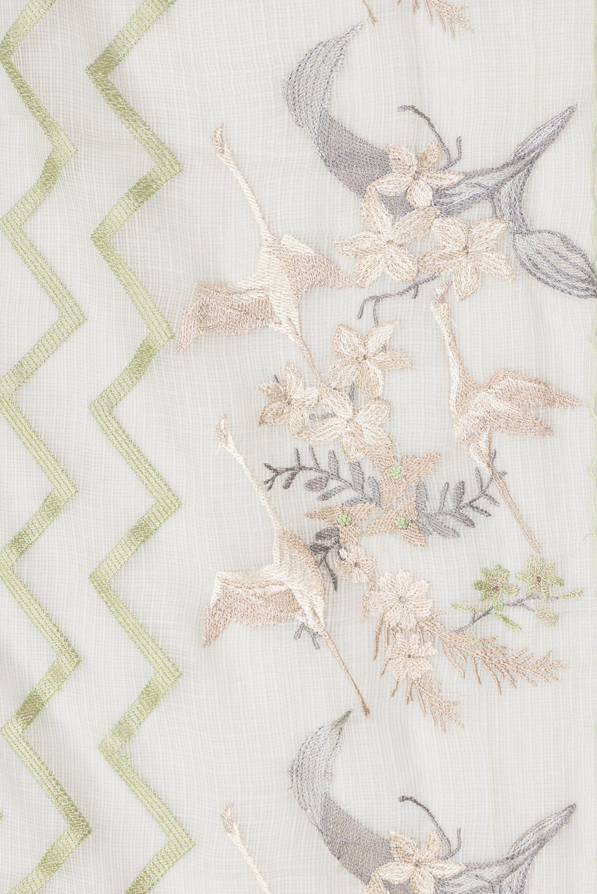 Border image of Pista Green Dual Tone Kota Silk Saree with Embroidery on the body and Embroidery Border. 