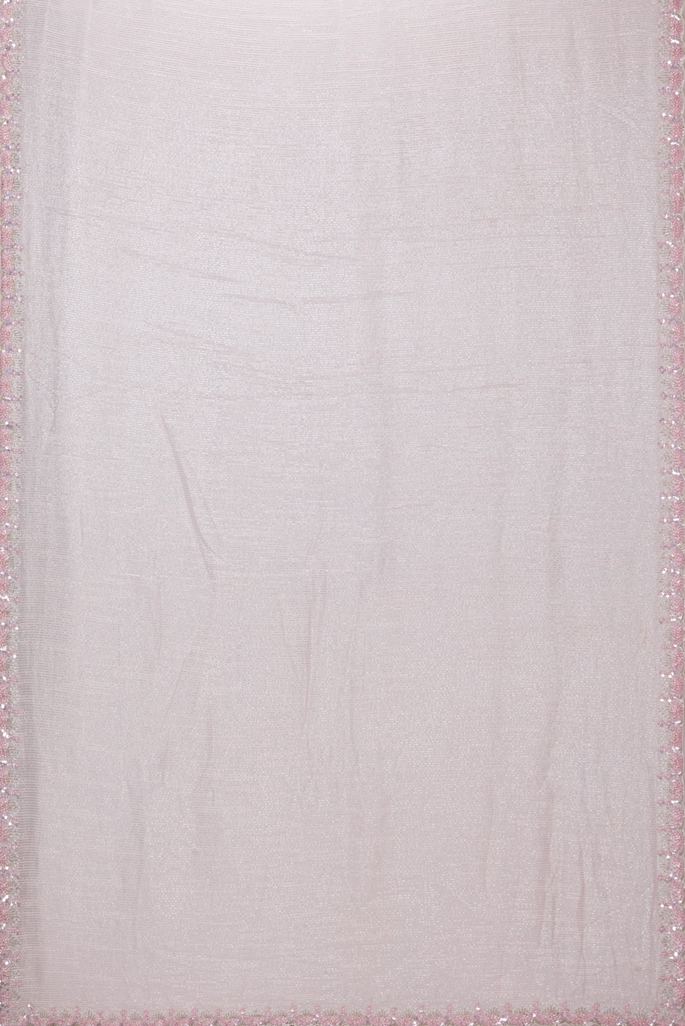 Flat view of Rose Gold Dual Tone Georgette Saree with Embroidery on the body and Sequin Border. 