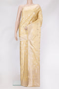 Sandal Blended Banarasi Silk Saree with Zari Butta on the body and Zari Border.  displayed on a mannequin