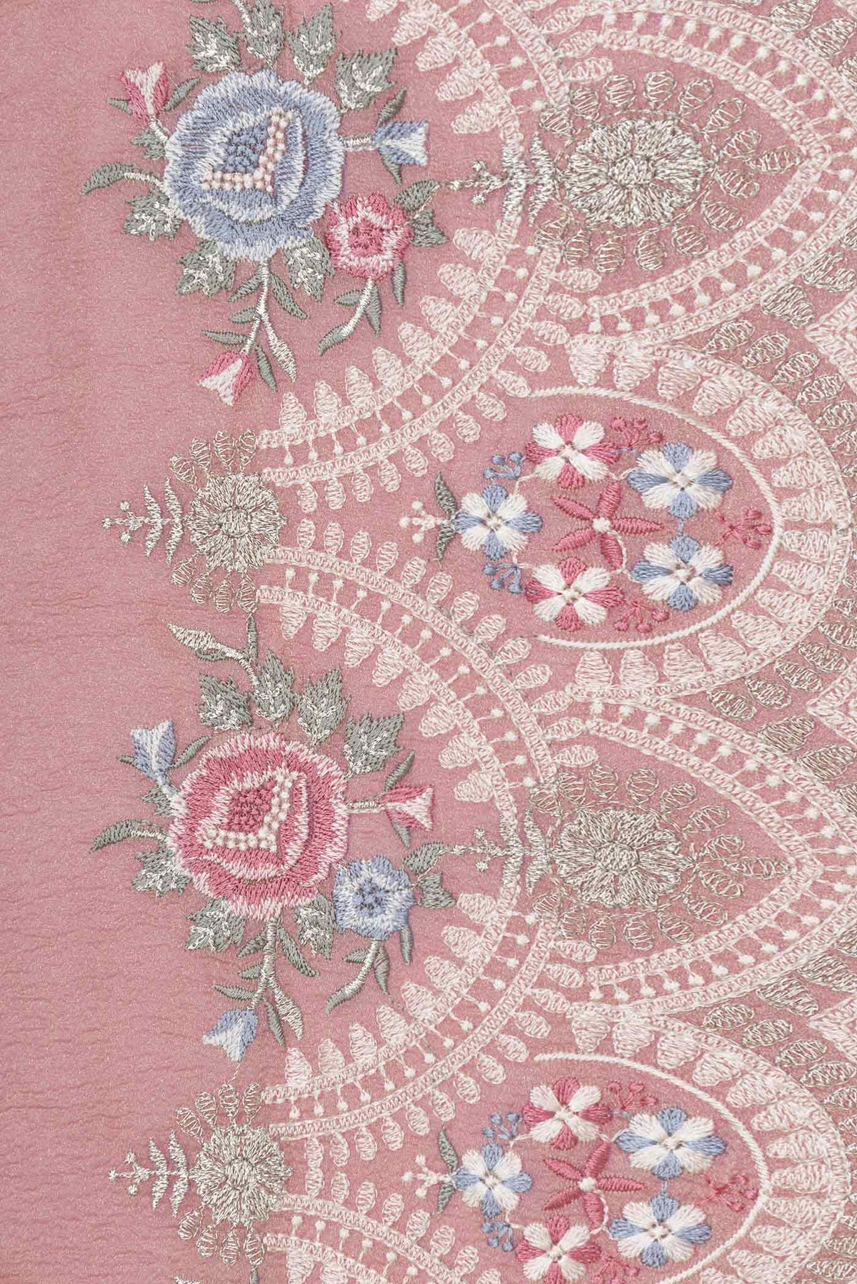 Border image of Pink Dual Tone Kota Silk Saree with Embroidery on the body and Embroidery Border