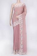 Pink Dual Tone Kota Silk Saree with Embroidery on the body and Embroidery Border displayed on a mannequin