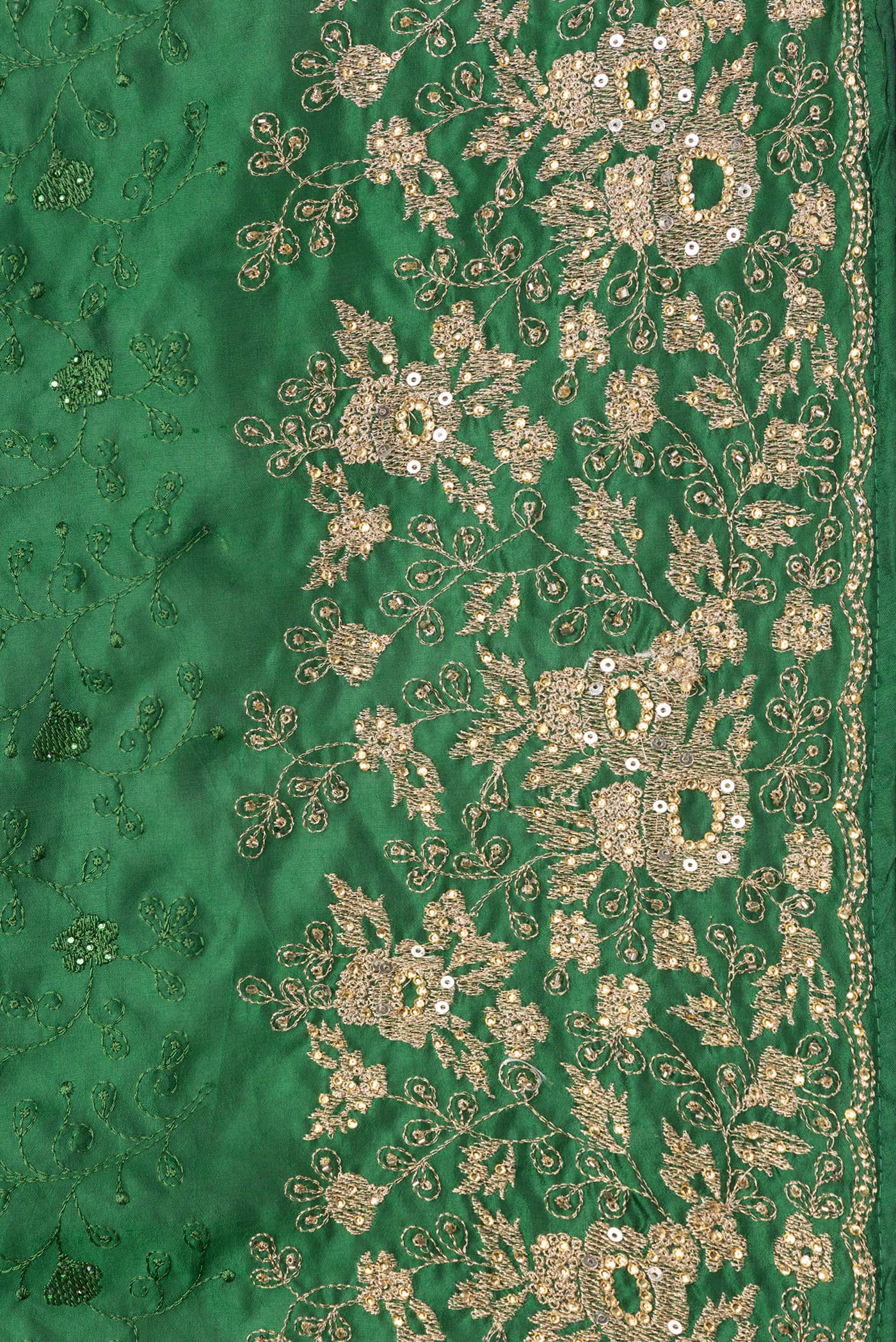 Border image of Bottle Green Dual Tone Tussar Silk Saree with Embroidery on the body and Embroidery Border. 