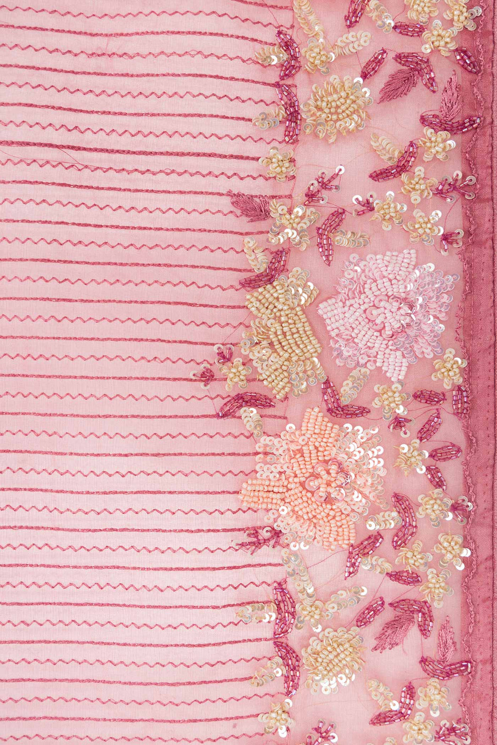 Border image of Pink Dual Tone Organza Silk Saree with Embroidery on the body and Embroidery Border. 