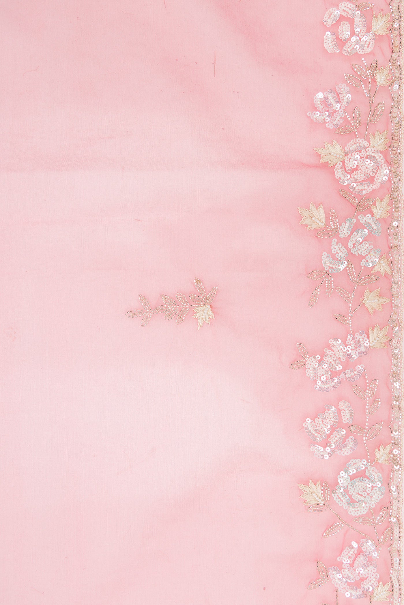 Border image of Pink Dual Tone Organza Silk Saree with Embroidery on the body and Embroidery Border. 