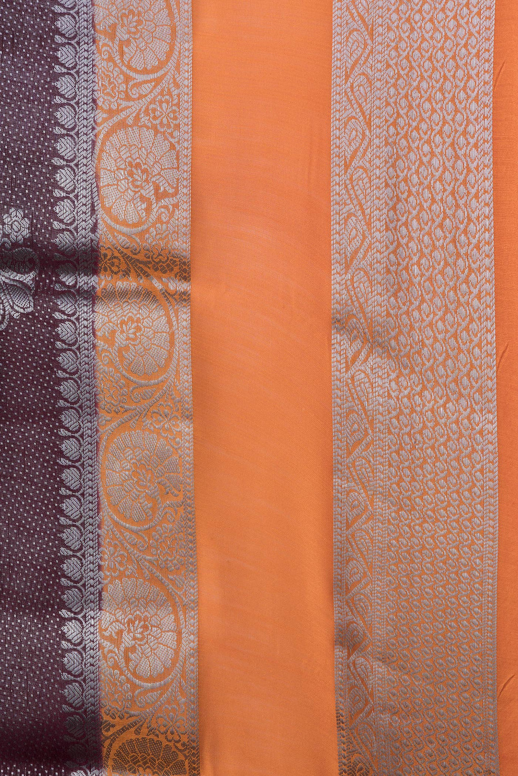 Border image of Maroon Dual Tone Tussar Silk Saree with Zari Brocade on the body and Zari Border. 