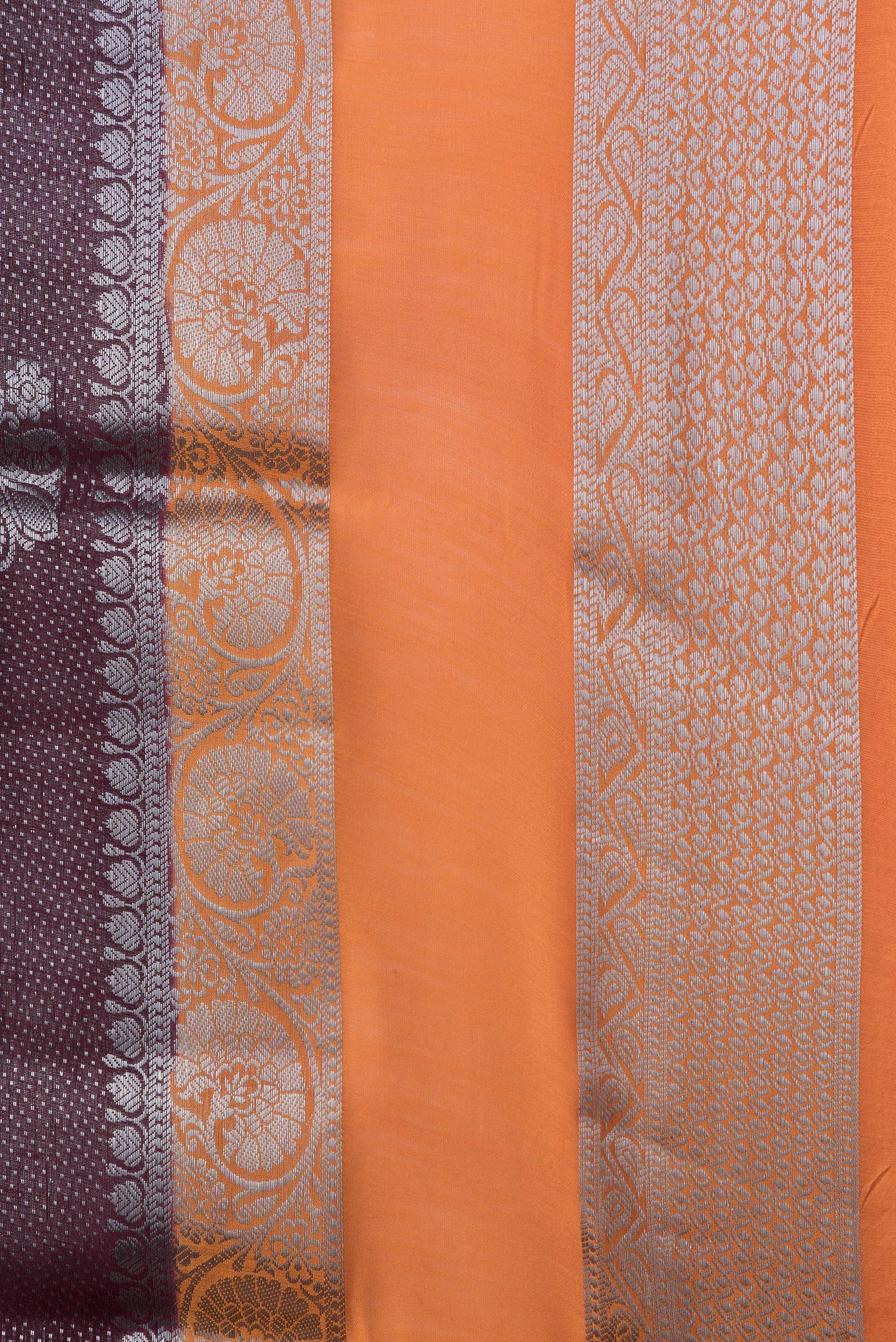 Border image of Maroon Dual Tone Tussar Silk Saree with Zari Brocade on the body and Zari Border. 