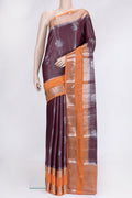 Maroon Dual Tone Tussar Silk Saree with Zari Brocade on the body and Zari Border.  displayed on a mannequin