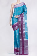 Sky Blue Dual Tone Tussar Silk Saree with Zari Brocade on the body and Zari Border.  displayed on a mannequin