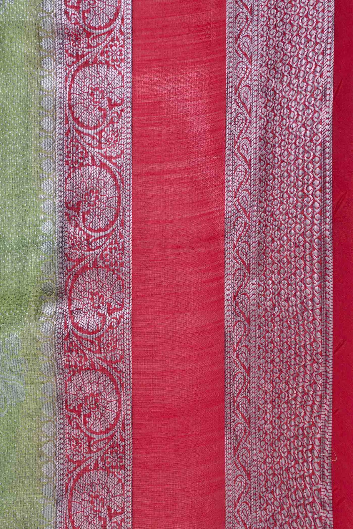Border image of Green Dual Tone Tussar Saree with Zari Brocade on the body and Zari Border